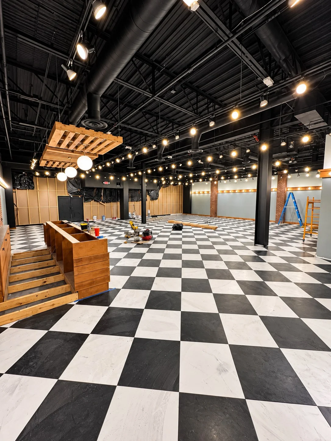 Checkerboard floor at a commercial Urban Edge Construction project