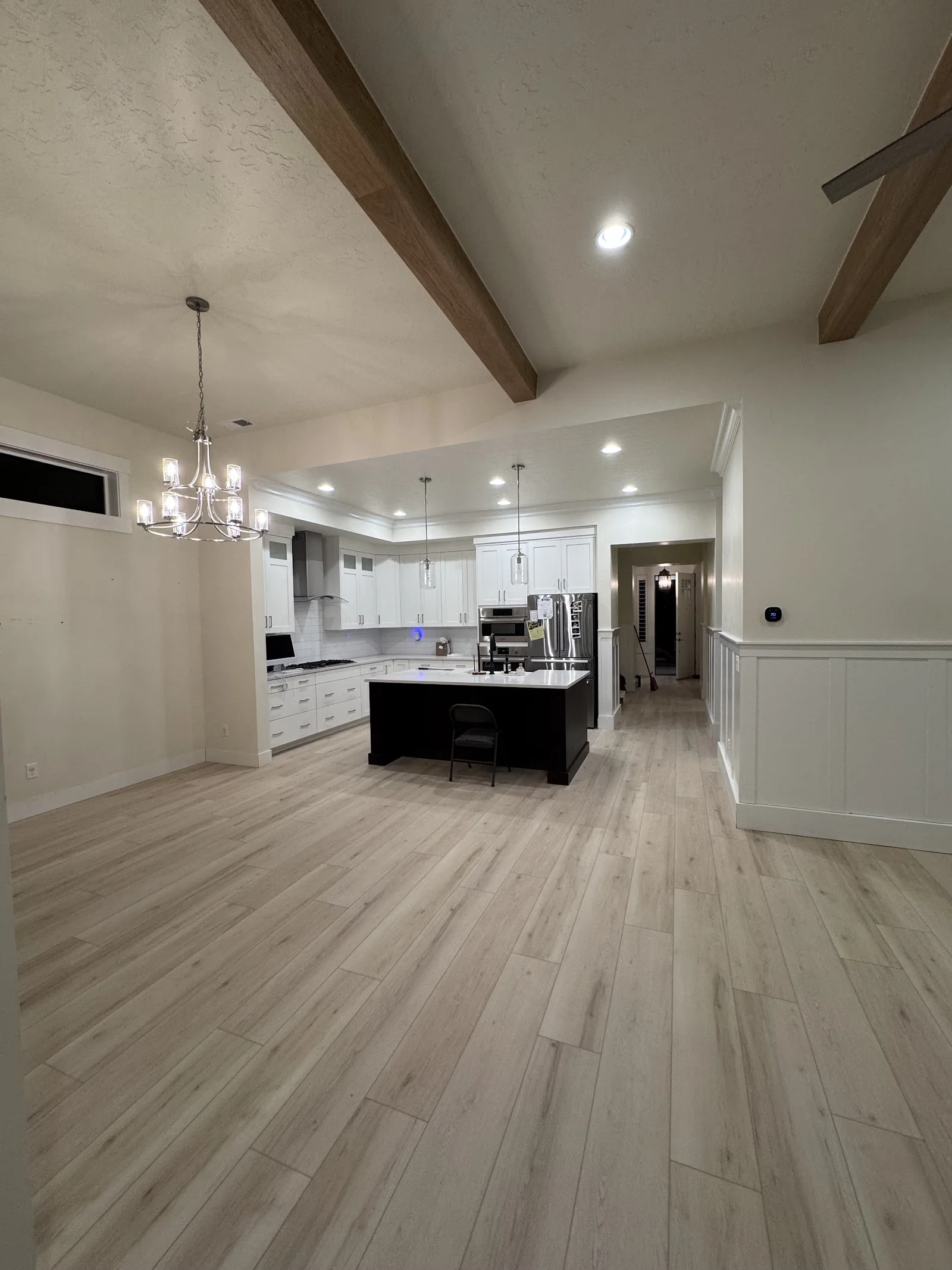 Modern kitchen with beautiful flooring